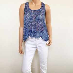 2x10 Black Poppy Sheer Floral Sleeveless Top